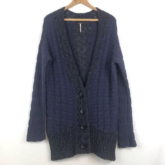Free People Purple Knit Button Down Cardigan XS - Picture 1 of 4